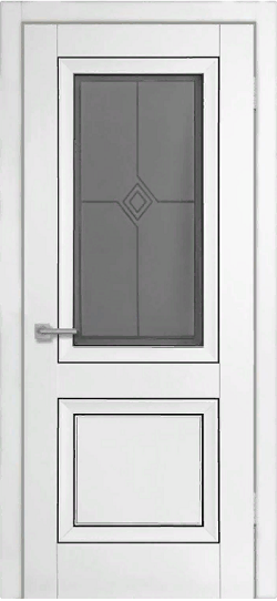 Дверь Бета ПО/Графит Винил белый